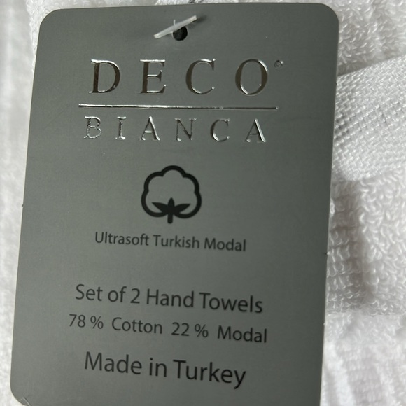 Deco Bianca Turkish Bath Towel Set White Textured Ultrasoft - 4 Piece Set NEW - Picture 3 of 6